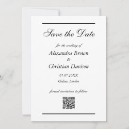 Convites Salvar Data do Casamento Simples Código QR & Foto 