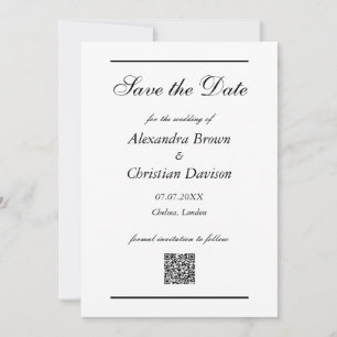 Convites Salvar Data do Casamento Simples Código QR & Foto