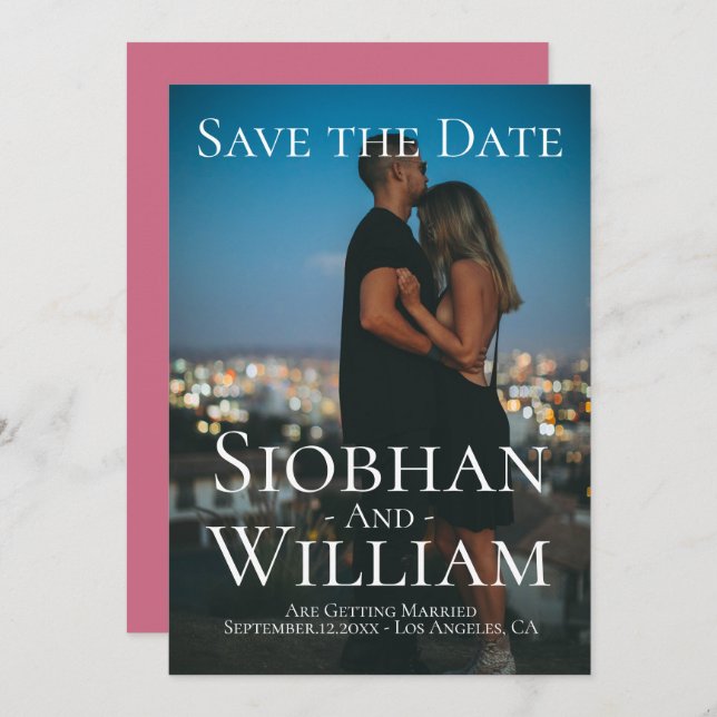 Convites Salvar Data Moderno Personalizado com Foto (Frente/Verso)