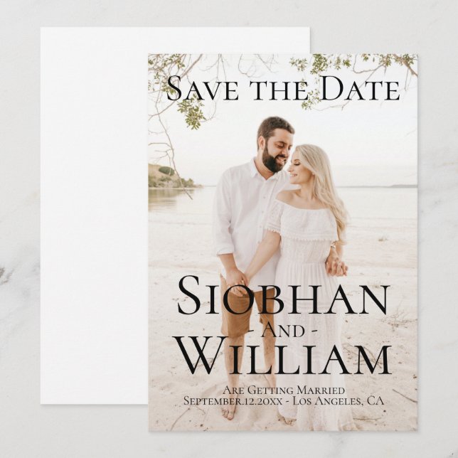 Convites Salvar Data Moderno Personalizado com Foto (Frente/Verso)