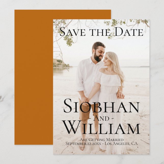 Convites Salvar Data Moderno Personalizado Foto (Frente/Verso)