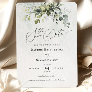 Convites Salvar O Casamento Minimalista De Script Greenery