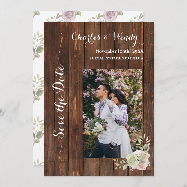 Convites Salvar Rosas Roxos do País de Data (Frente/Verso)