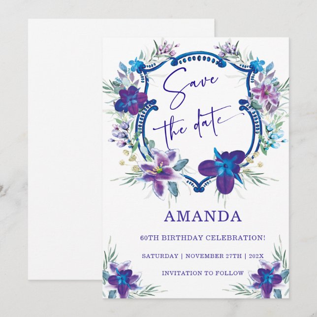 Convites Salve a Data 60º Aniversário (Frente/Verso)