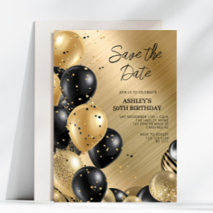 Convites Salve a Data Aniversário de 50 anos Dourado