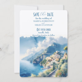 Convites Salve a Data Aquarela de Amalfi Itália Destino