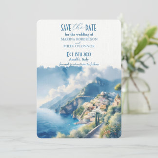 Convites Salve a Data Aquarela de Amalfi Itália Destino