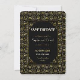 Convites Salve A Data | Arte Deco Dourado Preto Rugindo Ano