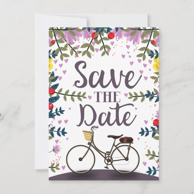 Convites Salve A Data Bicicleta Vintage (Verso)