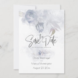 Convites Salve a data Bohemian Dusty Blue Floral