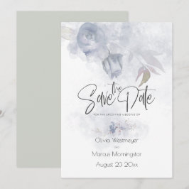 Convites Salve a data Bohemian Dusty Blue Floral