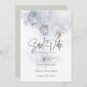 Convites Salve a data Bohemian Dusty Blue Floral