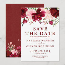 Salve a Data Burgundy Rosa Floral Aquarela