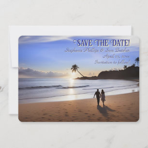 Convites Salve a Data Casal Romântico na Praia