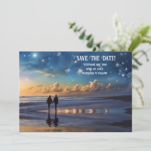 Convites Salve a Data Casal Romântico na Praia