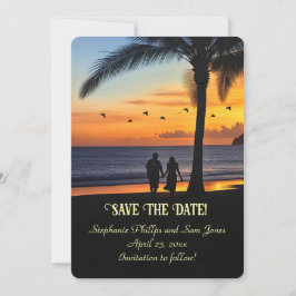 Convites Salve a Data Casal Tropical Praia