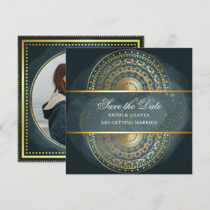Convites Salve a data, Casamento azul e preto Exquisito 