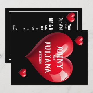 Convites Salve a Data Casamento Colorido Coração Vermelho