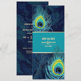Convites Salve a data. Casamento Dourado de Peacock Marinho