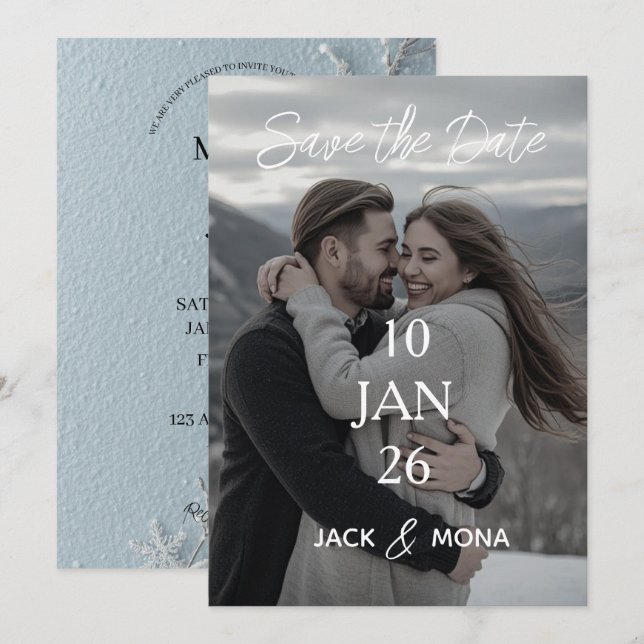 Convites Salve a data  Casamento moderno simples personaliz (Frente/Verso)