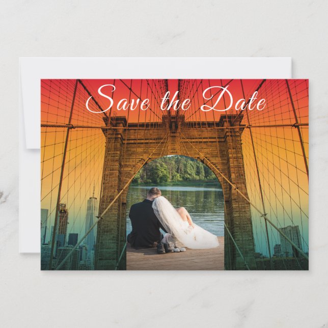 Convites Salve A Data Casamento Noivos Nova York (Frente)
