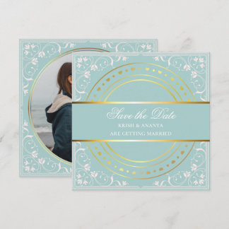 Convites Salve a data, Casamento Pastel Verde e Dourado