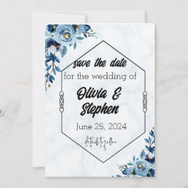 Convites Salve a data - Casamento/rosas azuis