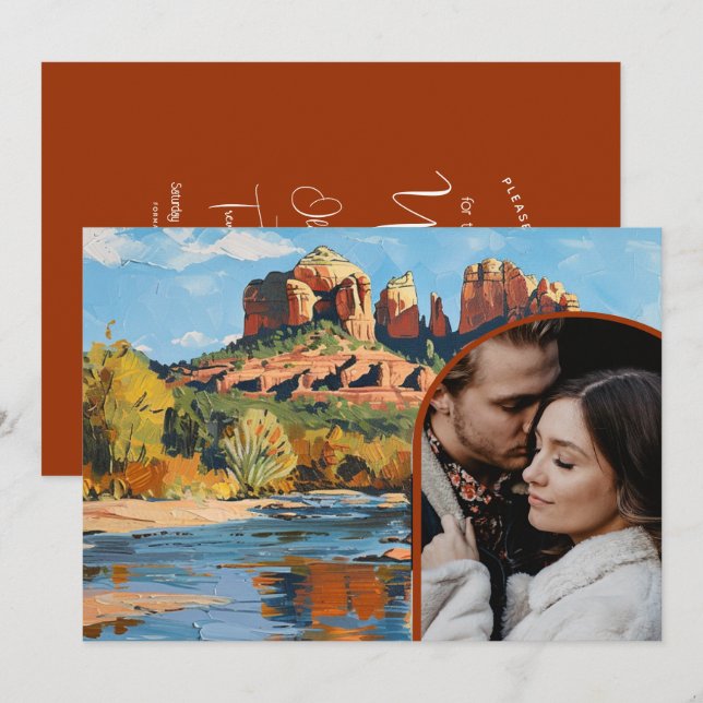 Convites Salve a data - Catedral de Sedona Red Rock (Frente/Verso)