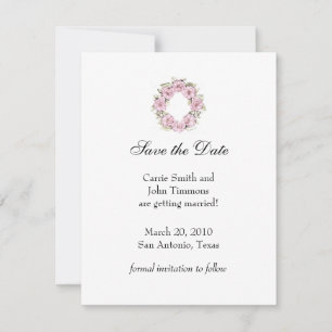 Convites Salve a data com a coroa plana rosa