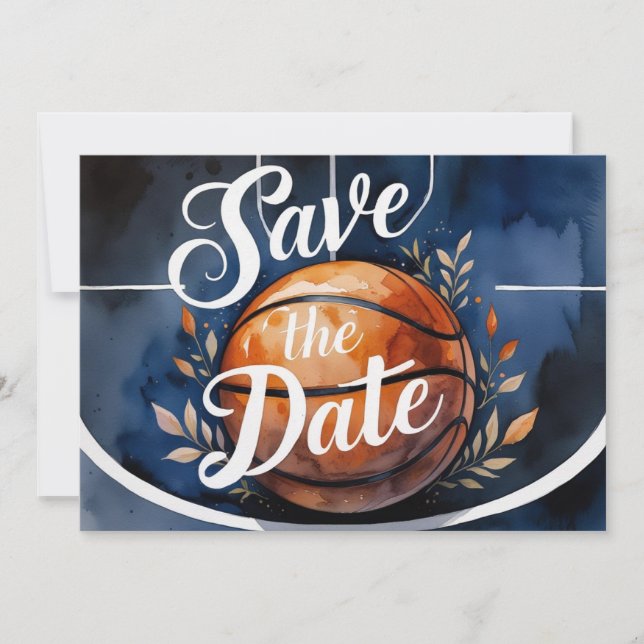 Convites Salve a data com basquete no campo de basquete (Frente)