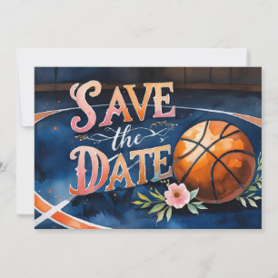 Convites Salve a data com basquete no court com basquete