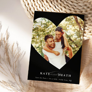 Convites SALVE A DATA da foto elegante do coração preto