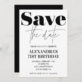 Convites Salve a data de aniversário da Modern White 71rua