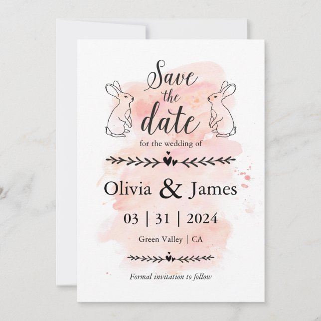 Convites Salve a data de casamento entre Páscoa branca e pr (Frente)
