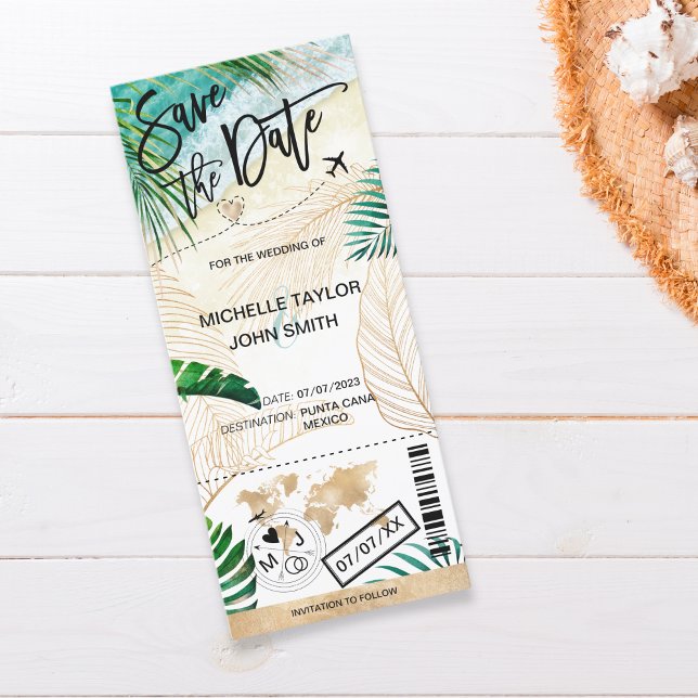 Convites Salve a Data de Embarque na Ilha do Mapa Mundial (Criador carregado)