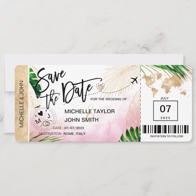 Convites Salve a data de embarque no World Map Beach Invita (Frente)