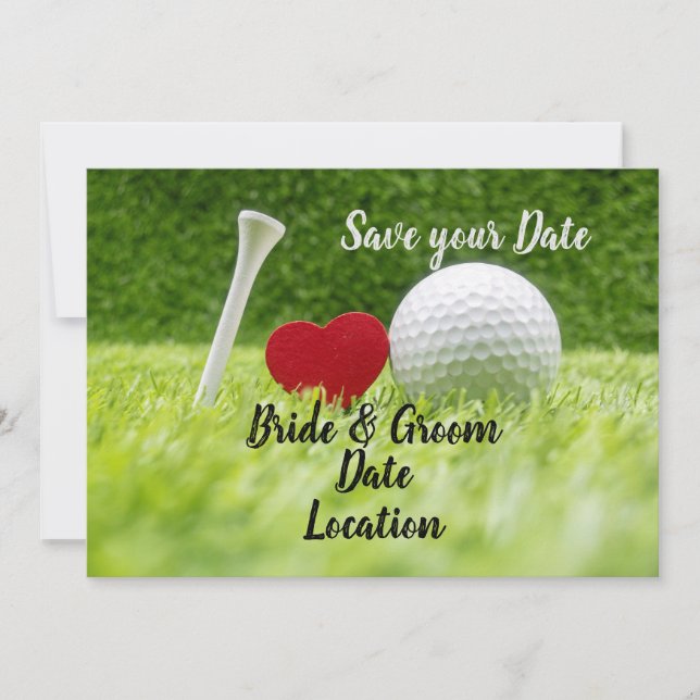 Convites Salve a data de golfe bola de golfe com amor (Frente)