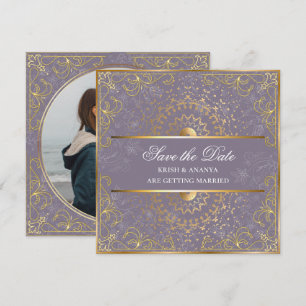 Convites Salve a data, Deslumbrante Casamento Roxo e Dourad