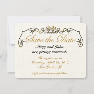 Convites Salve a data dourado