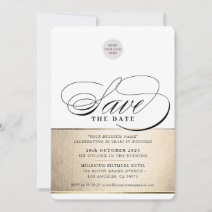 Convites SALVE A DATA elegante empresarial preto dourado