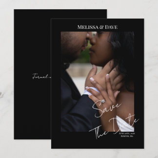 Convites Salve A Data- Elegante fundo preto com foto