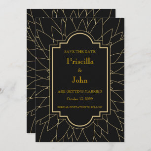 Convites Salve a data, excelente gatsby, dahlia geométrico