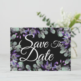 Convites Salve A Data Floral Roxo Flor Branca Letra
