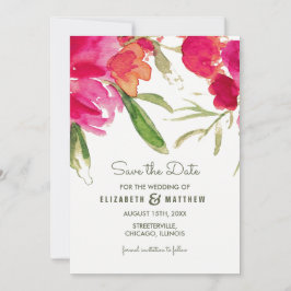 Convites Salve a data. Fuchsia Green Floral Wedding