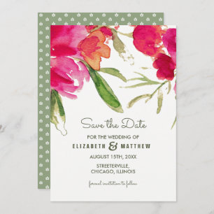 Convites Salve a data. Fuchsia Green Floral Wedding
