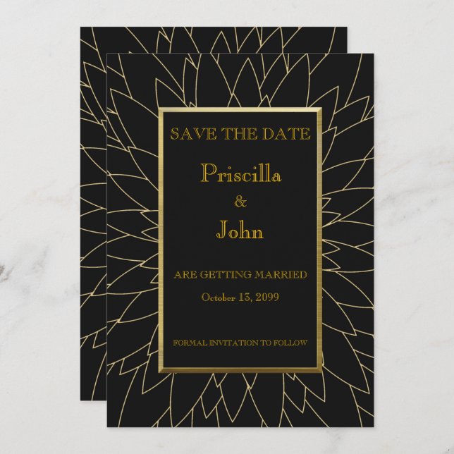 Convites Salve a data, grande gatsby, dália geométrico (Frente/Verso)