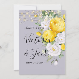 Convites salve a data Luzes Rústicas Floral Amarelo