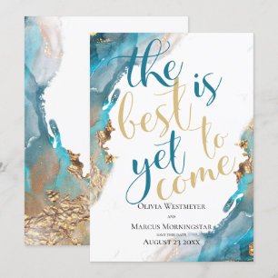 Convites Salve a data marcada com turquesa de tinta e Doura