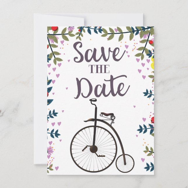 Convites Salve a Data Penny Farthing (Verso)