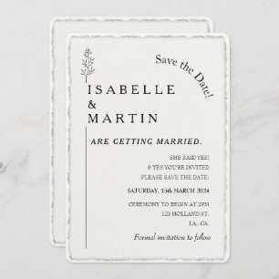 Convites Salve a Data QR Código Faux Borda Deckled Casament